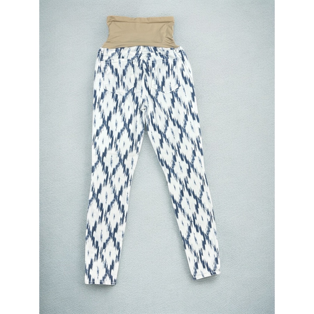 Paige Maternity 30 Verdugo Ultra Skinny Ikat Printed Jeans Alexandria White/Blue - Picture 3 of 9